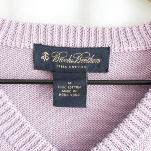 Brooks Brothers 100% Cotton V-neck Long Sleeve Purple Knit Sweater Medium - Picture 7 of 7